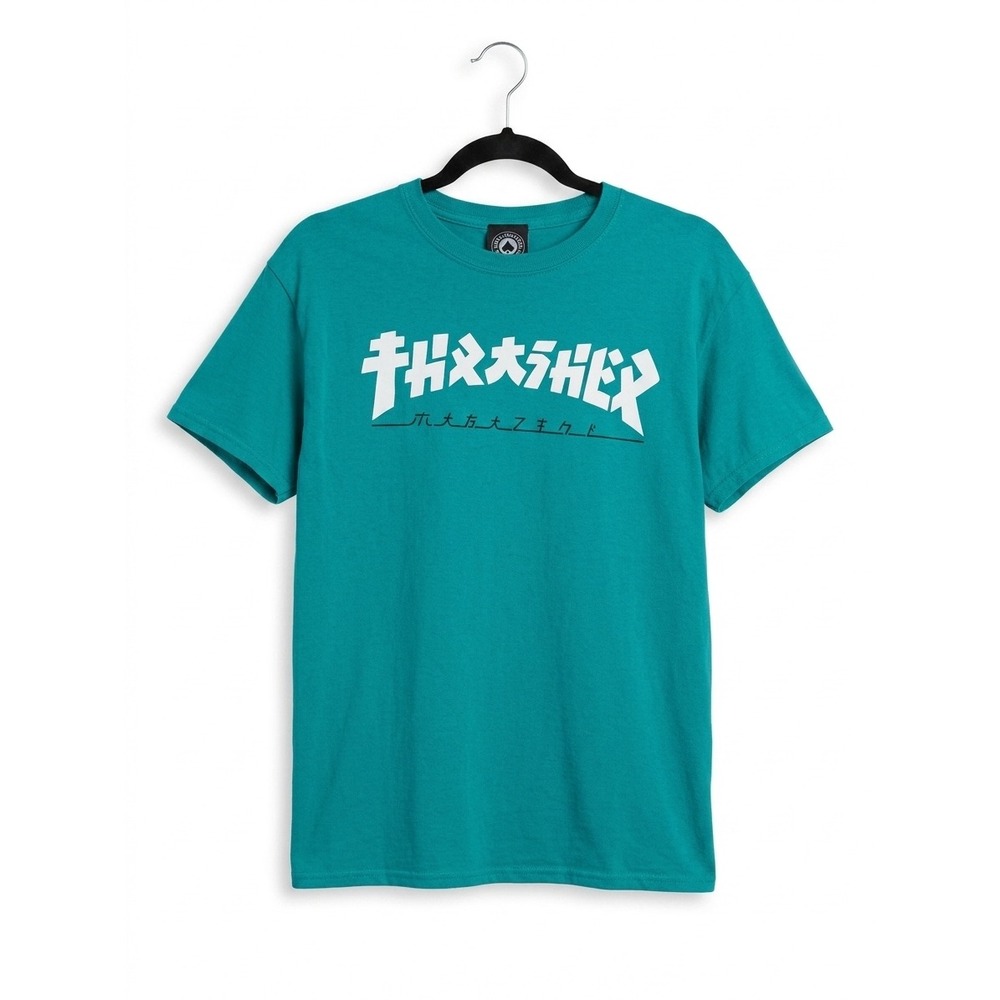Thrasher Magazine Katakana Logo Teal Green Skate T-Shirt Mens Small Streetwear